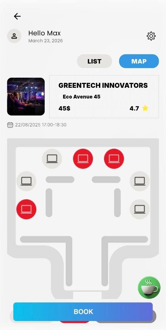 Booking modal screen